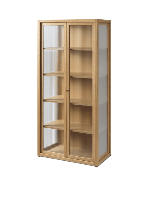Contemporary Scandinavian Vitrine Cabinet with Knob Handle