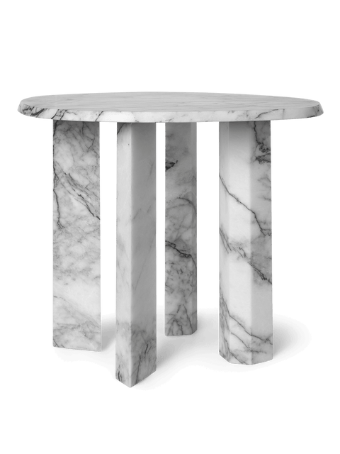 Contemporary Marble Center Table with Beveled Edge Accent Table
