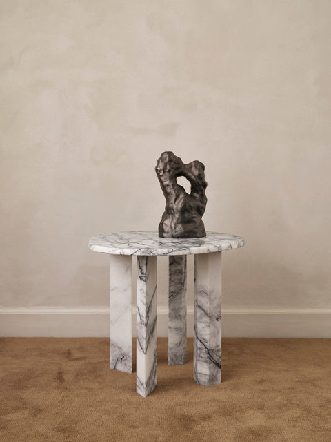 Contemporary Marble Center Table with Beveled Edge Accent Table