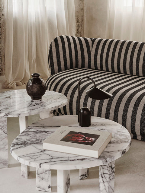 Contemporary Marble Center Table with Beveled Edge Accent Table