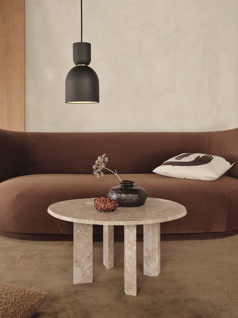 Edge Contemporary Round Stone Coffee Table with Beveled Edge