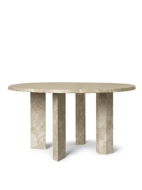 Edge Contemporary Round Stone Coffee Table with Beveled Edge