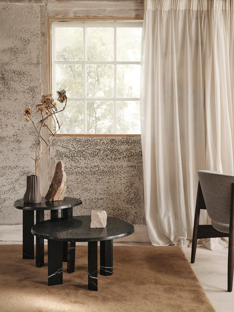 Timeless Minimalist Curved Stone Coffee Table with Beveled Edge