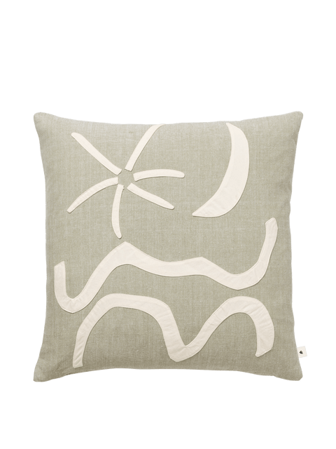 Nature-driven Modernist Mediterranean Applique Accent Pillow