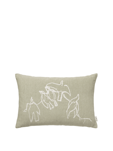 Contemporary Embroidered Birds Lumbar Pillow