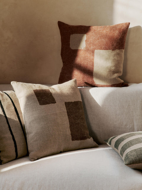 Artful Traditionalist Scandinavian Accent Linen Square Throw Pillow