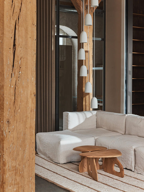 Minimalist Freeform Coffee Table with Block Frame