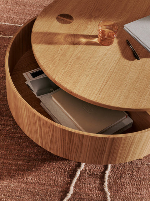 Olles Timeless Minimalist Round Coffee Table with Storage