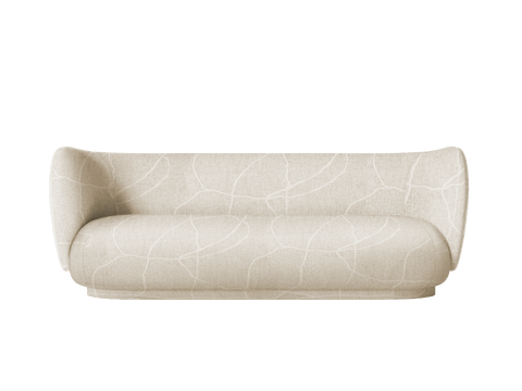 Rico Soft Scandinavian Curved Upholstered Sofa in Beige
