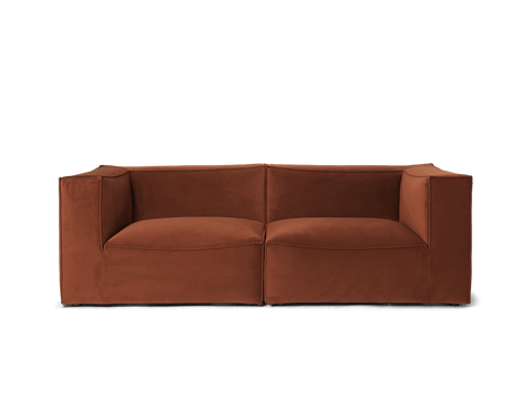Catena Symmetrical Velvet Modular Sofa with Cushioned Seats
