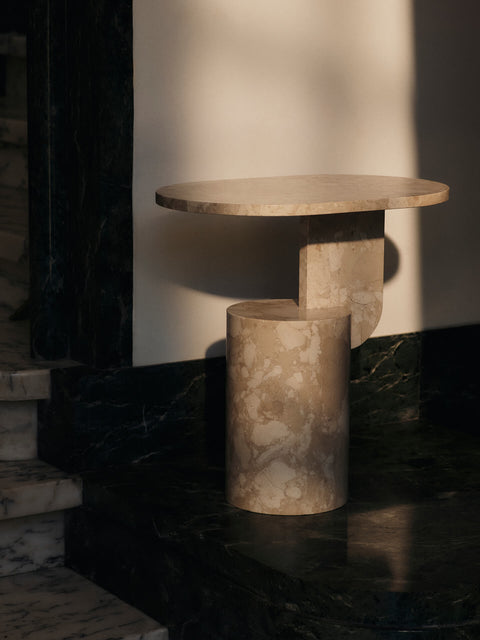 Timeless Minimalist Monolithic Marble Drum Center Table