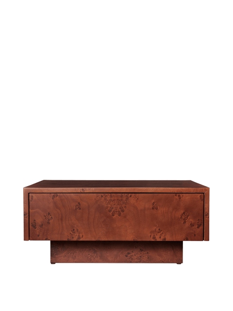 Timeless Minimalist Burl Wood Square Coffee Table with Storage
