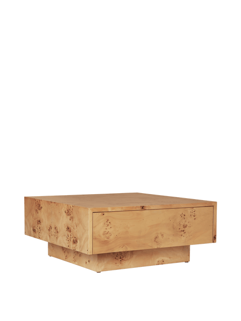 Burl Contemporary Organic Square Coffee Table with Storage