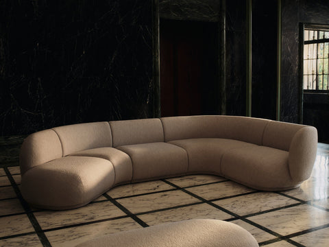 Rico Nature-Driven Modernist Curved Modular Sofa in Boucle
