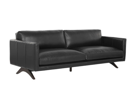 Rogers Mid Century Modern Genuine Leather Standard Sofa