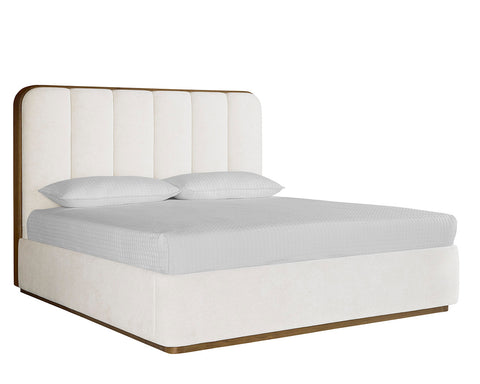 Sunpan Contemporary Jamille Upholstered Platform Bed with Headboard - Low Profile - King - Queen