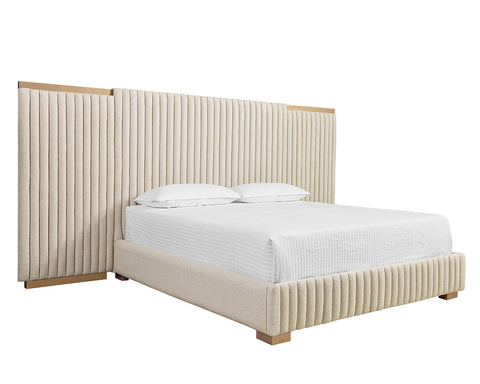 Sunpan Contemporary Tarrant Upholstered Platform Bed with Tufted Headboard - Queen - King