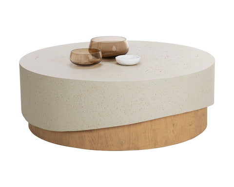 Sunpan Patras Timeless Minimalist Modern Round Drum Coffee Table - 48 W