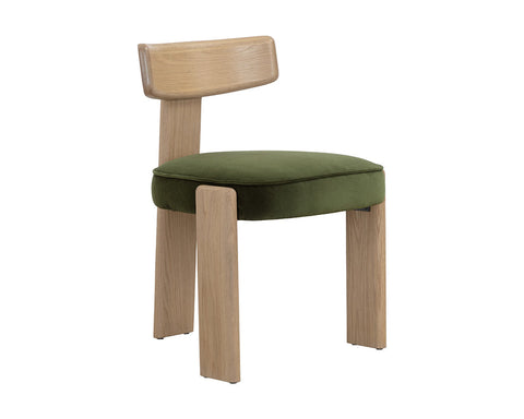 Timeless Minimalist Oak Slat Back Upholstered Dining Side Chair