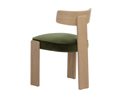 Timeless Minimalist Oak Slat Back Upholstered Dining Side Chair