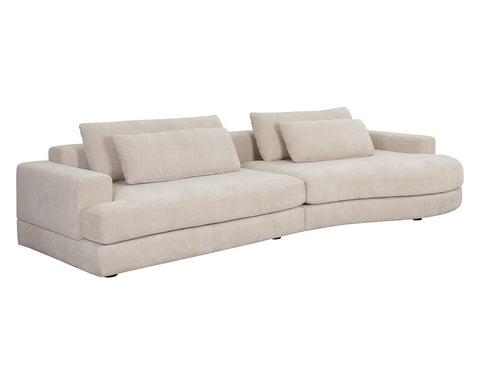 Baela Curved Symmetrical Sofa with Armrests and Loose Cushions