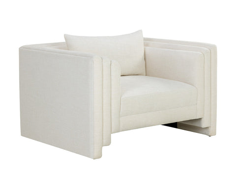 Timeless Minimalist Modern Armchair with Fixed Arms and Plinth Base