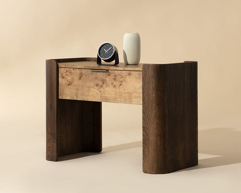 Beryl Organic Curved Wood Nightstand