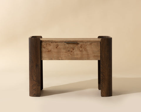 Beryl Organic Curved Wood Nightstand