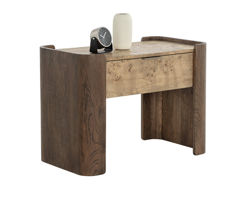 Beryl Organic Curved Wood Nightstand