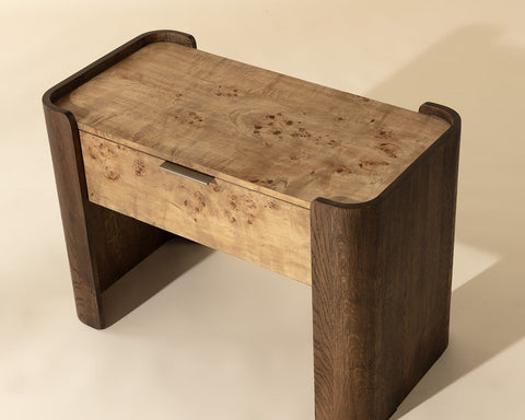 Beryl Organic Curved Wood Nightstand
