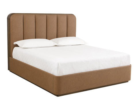 Sunpan Contemporary Jamille Upholstered Platform Bed with Headboard - Queen - King