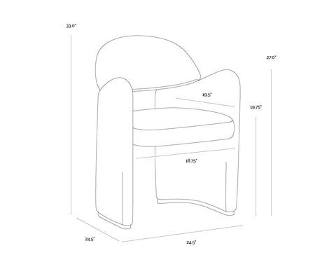Timeless Minimalist Dining Armchair with Barrel Back Art Deco Style
