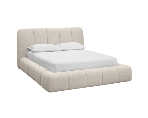 Sunpan Contemporary Olena Upholstered Platform Bed with Headboard - Queen - Queen