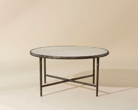 Sunpan Riyaz Traditional Round Marble Coffee Table