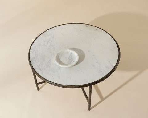 Sunpan Riyaz Traditional Round Marble Coffee Table