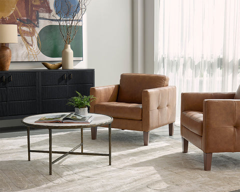 Sunpan Riyaz Traditional Round Marble Coffee Table