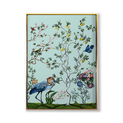 Bird & Branch Chinois 3 Asian Print with Gold Frame Wall Art
