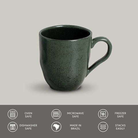 Porto Brasil Everyday Greenery Organic Stoneware Mug with Reactive Glaze - Set of 4