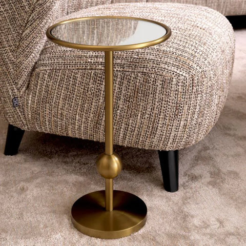 Space Saving Modern Drum Drink Table in Gold