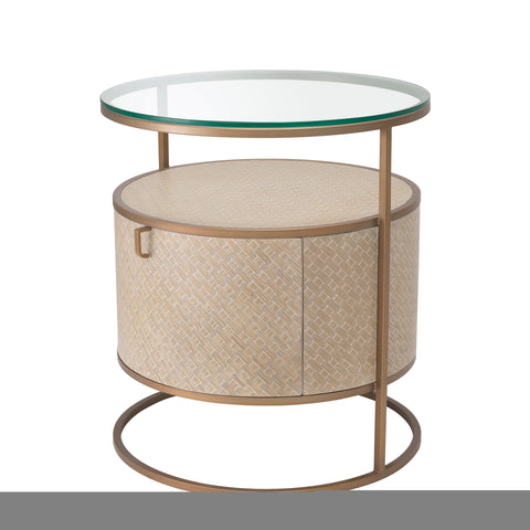Space Saving Mid Century Drum Accent Table