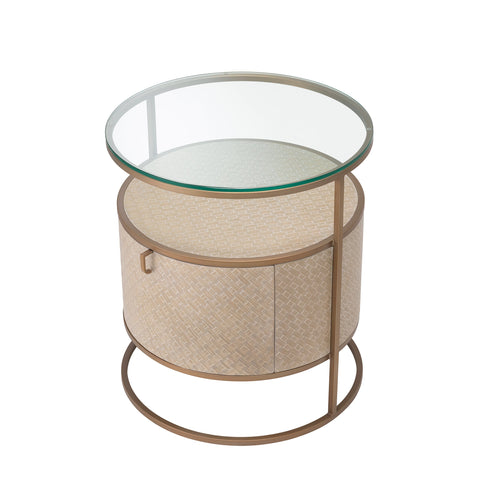 Space Saving Mid Century Drum Accent Table