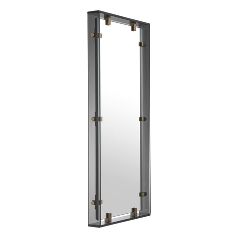 Contemporary Floating Brass Framed Rectangle Wall Mirror