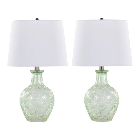 Gloria Textured Drum Accent Embossed Lamp Set