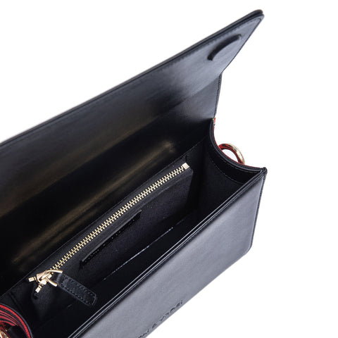 Casual Stripe Embossed Logo Crossbody