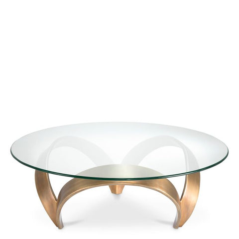 Timeless Minimalist Round Glass Coffee Table in Gold