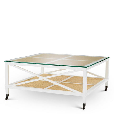 Eichholtz Timeless Minimalist Contemporary Square Coffee Table with Casters - 39 W