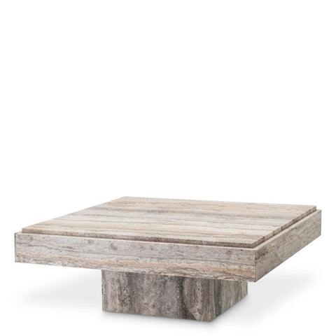 Timeless Minimalist Square Travertine Coffee Table