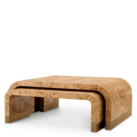 Timeless Minimalist Curved Coffee Table with Block Frame