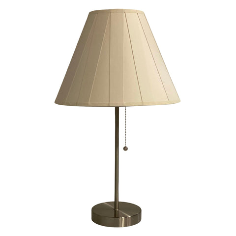 12” Paper Pleated Shade + Nickel Accent Lamp