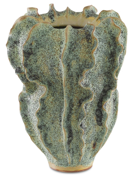 Organic Handcrafted Asymmetrical Art Vase with Carving